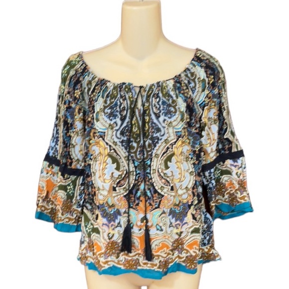 Soft Surroundings Chloe Paisley Tunic Top Tassel Tie - Picture 2 of 7